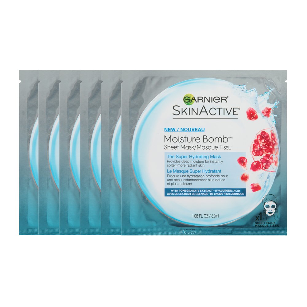Moisture Bomb Sheet Mask 6 Count - Hydrating Garnier SkinActive Face Masks