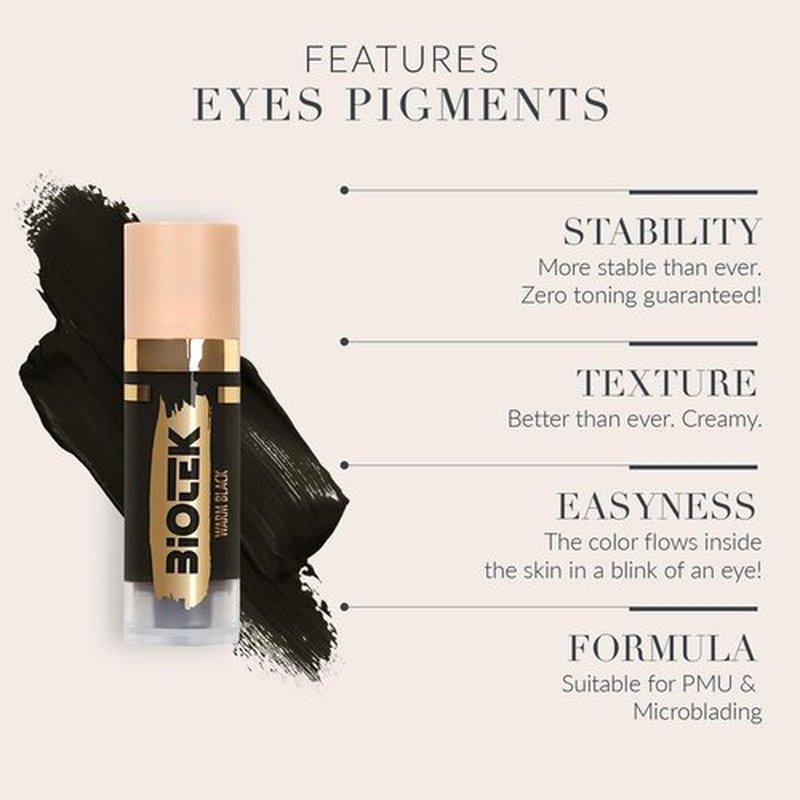 Biotek Eyes Pigment for Permanent Makeup - Warm Black Color for Eyes and Eyliner - Made in Italy - Warm Black 0,61 fl.oz.
