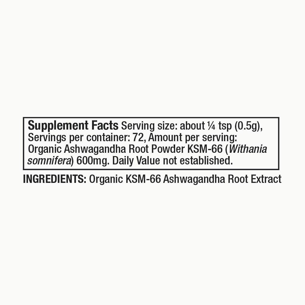 Moon Juice Organic Ashwagandha Supplement - Ashwagandha KSM-66 Root Powder Extract (15:1 Full-Spectrum) for Stress, Focus & Mood - Vegan, Non-GMO, Gluten-Free - 1.3 oz, 72 Servings