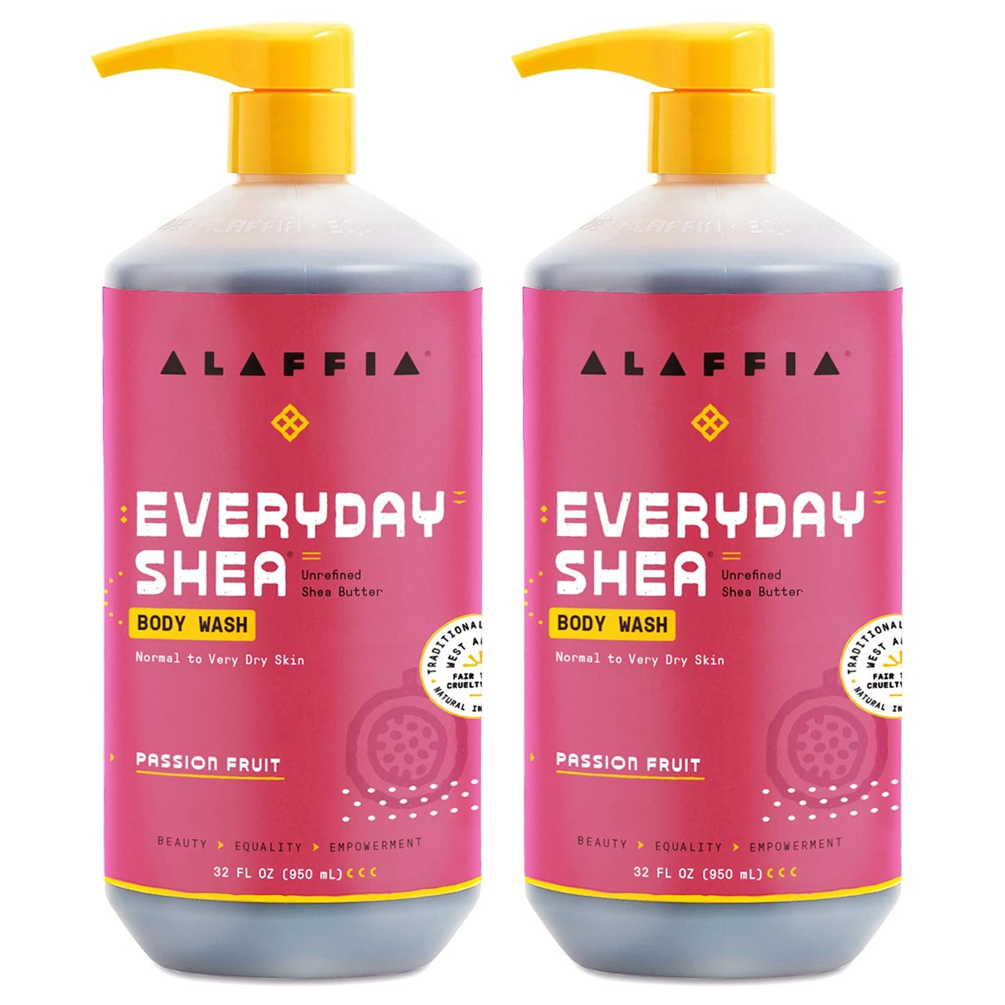 Alaffia Everyday Shea Body Wash, Naturally Helps Moisturize and Cleanse Without Stripping Natural Oils with Fair Trade Shea Butter, Neem, and Coconut Oil Vanilla Mint 32 fl oz - 2 Pack