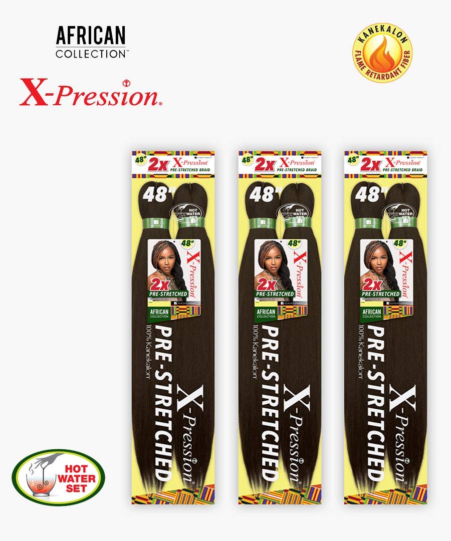 MULTI PACK DEALS! Sensationnel Synthetic Hair Braids XPRESSION 2X Pre-Stretched Braid 48" (3-Pack, 350)
