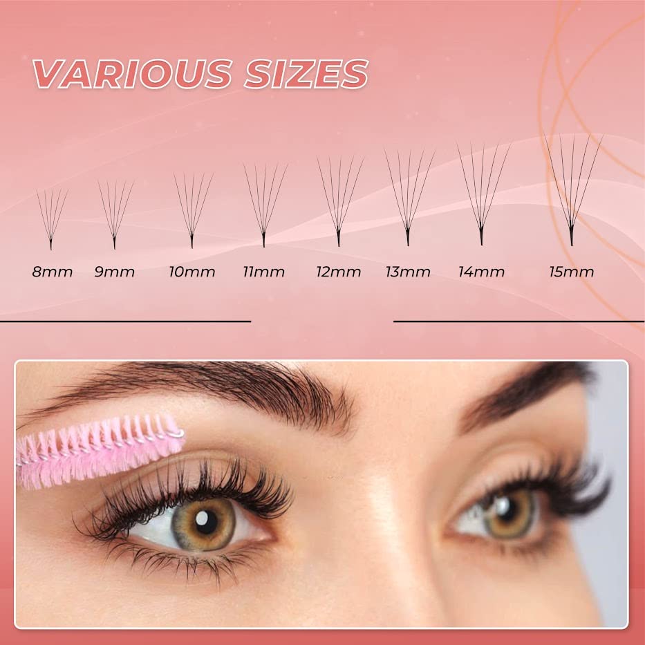 JINKGOLASH 500 Eyelash Extension Promade 4D to 16D Not Premade, Ultra Lash Fans 0.03/0.05/0.07mm Thickness, C D Curl Lashes, 8 - 16mm Length for Easy Volume Individual Eyelash Extensions Clusters DIY(5D-0.07-C (14mm))
