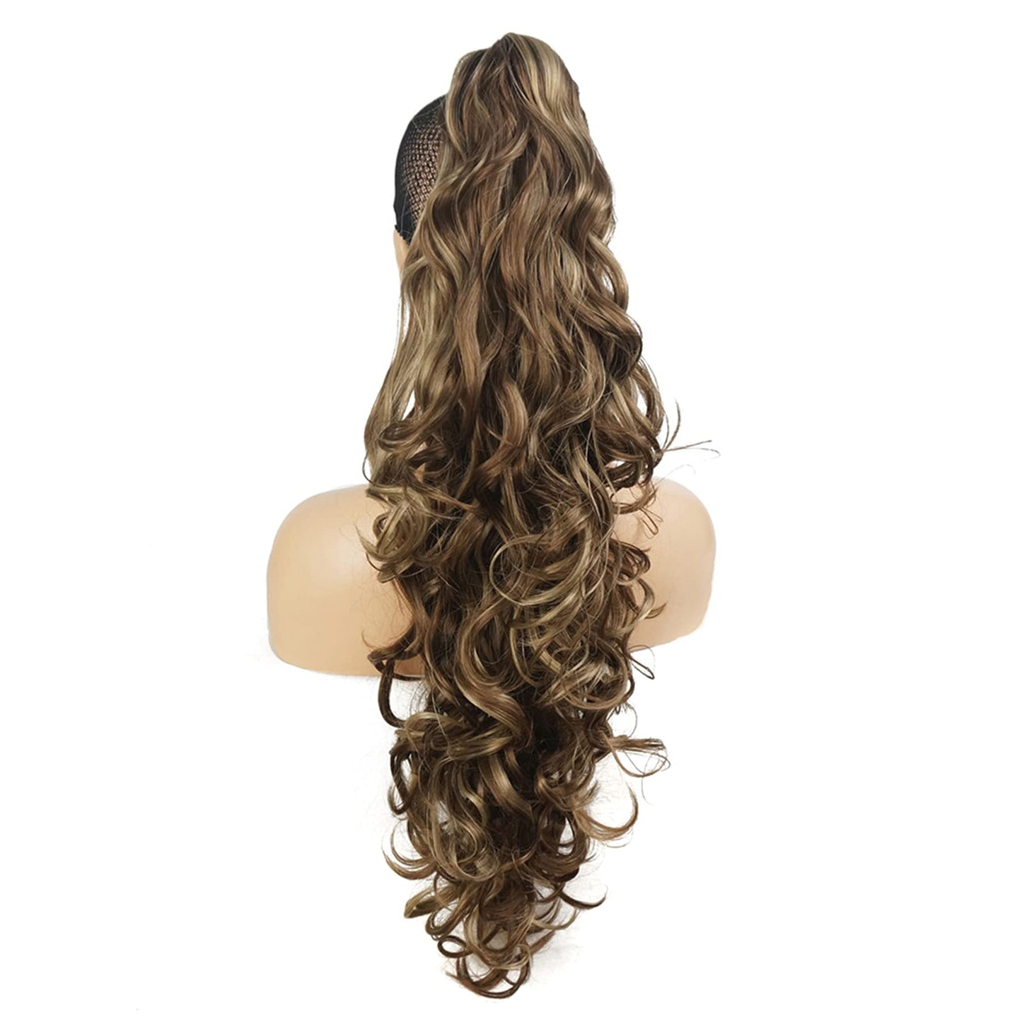 Lydell 30" Long Curly Styled Clip In Claw Ponytail Hair Extension Synthetic Hairpiece 280g with a jaw/claw clip (AB607 Brown Mix)