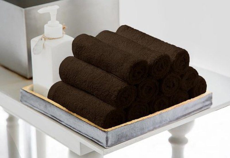 Avalon Towels Cotton Washcloths – (Pack of 24) Size 12x12 Inches Premium Ring Spun Cotton, Super Absorbent Soft Face Towels, Gym Towels, Hotel Spa Quality, Reusable Multipurpose Towels (Brown)