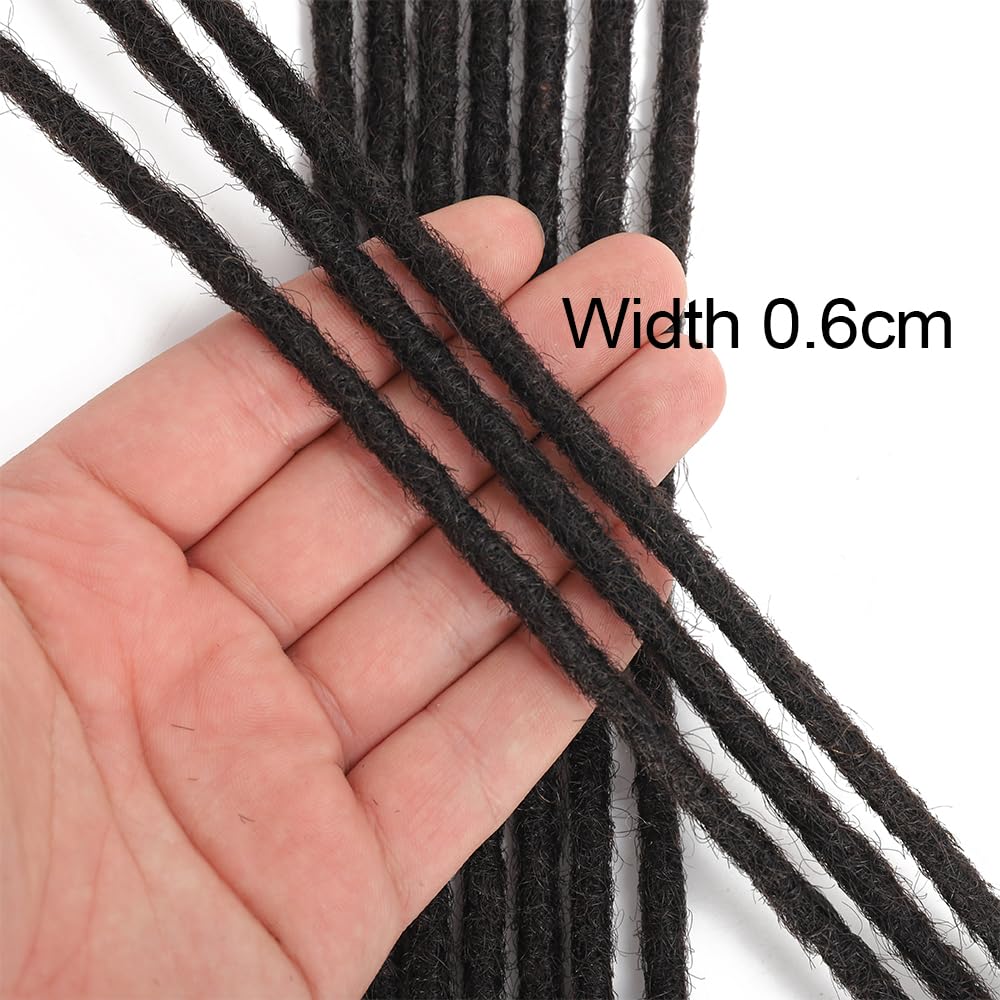 Dreadlock Extensions Human Hair 10-100 Strands 100% Human Hair for Man/Women/Kids Full Handmade Permanent Loc Extensions Can Be Dyed Bleached Curled (0.6cm Thickness 4 Inch 60 Strands, 1B)