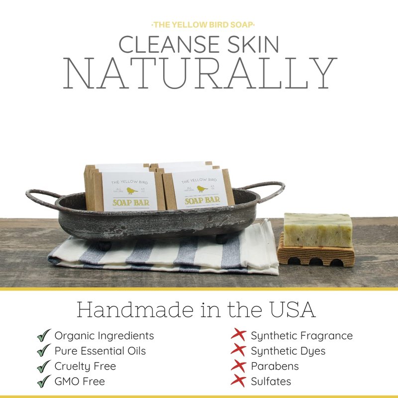 Yellow Bird Handmade Natural Calamine Bar Soap - Organic Cleanser For Bath, Face, and Body.