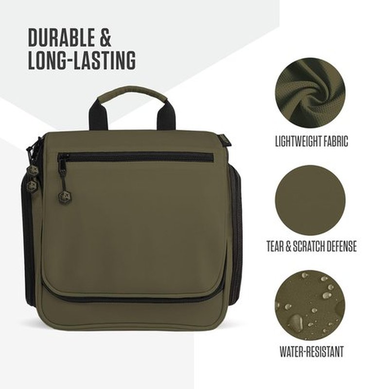 VENTURE 4TH Hanging Travel Toiletry Bag for Women & Men - Travel Organizer with Expandable Compartments & Removable Clear Pouch for Toiletries (Dark Green)