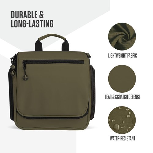 VENTURE 4TH Hanging Travel Toiletry Bag for Women & Men - Travel Organizer with Expandable Compartments & Removable Clear Pouch for Toiletries (Dark Green)