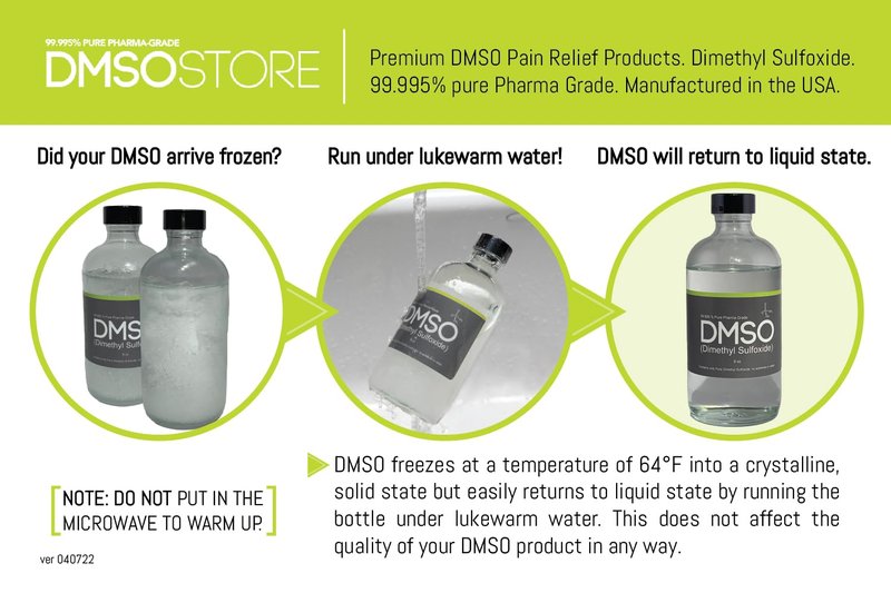 DMSO Liquid Pharmaceutial Grade 4 oz. (Dimethyl Sulfoxide) 99.995% Purity, Low Odor, Non-Diluted, Glass Bottle with Dropper