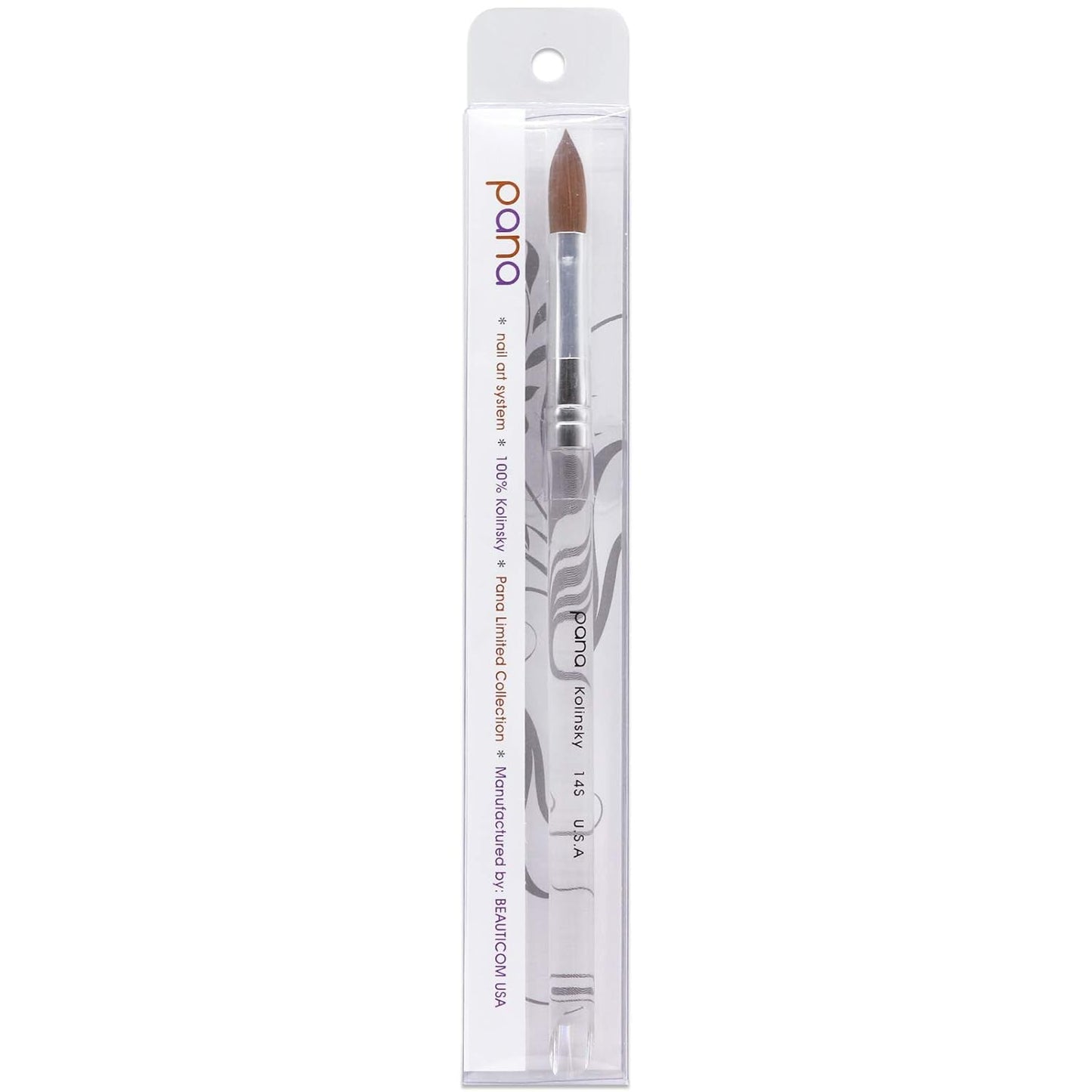 pana USA Acrylic Nail Brush100% Pure Kolinsky Hair New Teal Wood Handle with Silver Ferrule Oval Crimped Shaped Style (Size # 10)