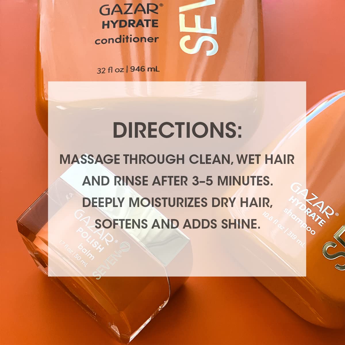 SEVEN Hair Care Gazar Hydrate Conditioner for Women & Men, Anti-Frizz, Moisturize Dry Hair, Sulfate + Paraben Free, Cruelty Free with Argan Oil, Jojoba & Biotin, Made in USA