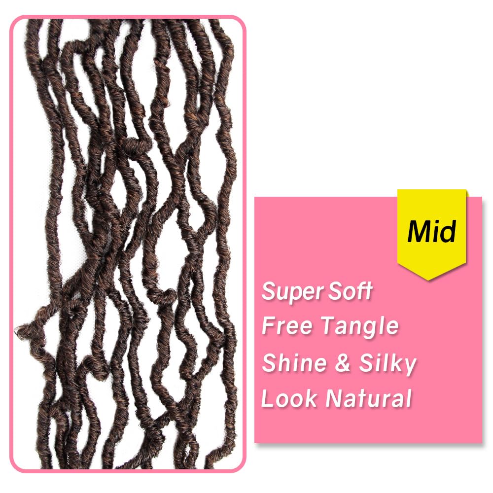 SERENDIPA Boho Faux Locs Curly End, 24 Inch Long Pre-Looped Soft Crochet Goddess Locs Synthetic Hair (6 Packs, T30)