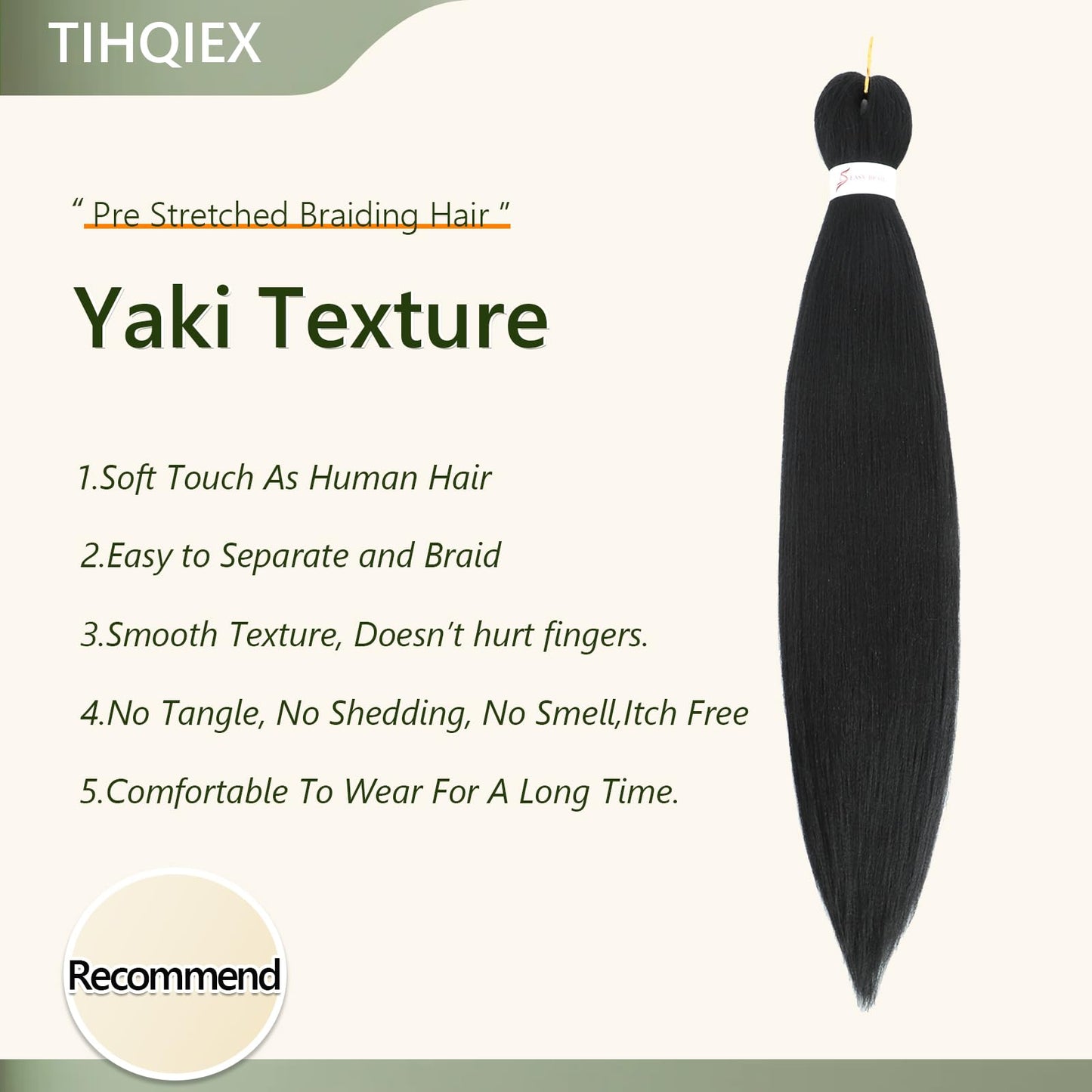 Braiding Hair Pre Stretched 16 Inch 8 Packs Braiding Hair Extension Pre Stretched Braiding Hair Professional Synthetic Hair For Braiding Crochet Twist Braids Soft Yaki Texture(16", 1B-8P)