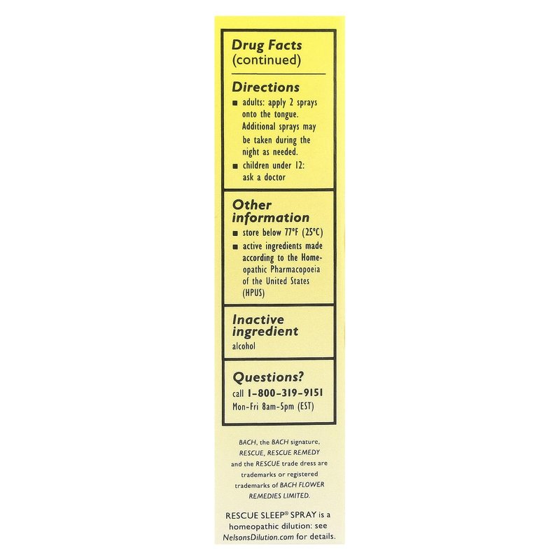 Bach RESCUE SLEEP Spray 20mL, Natural Sleep & Stress Relief Aid, Homeopathic Flower Essence, Vegan, Free of Melatonin, Sugar, and Gluten, Non-Narcotic, Non-Habit Forming