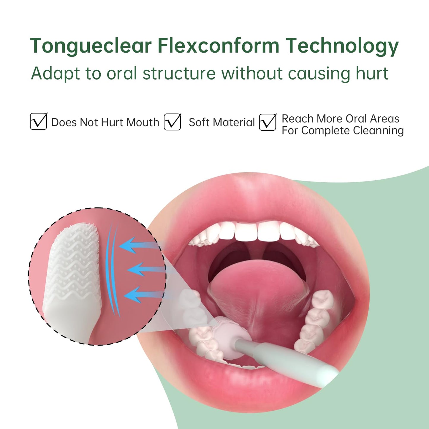 Tongueclear Oral Mucosal Cleaner|Silicon Oral Care Cleaner|Gum Massager with Air Bag(1 pc)