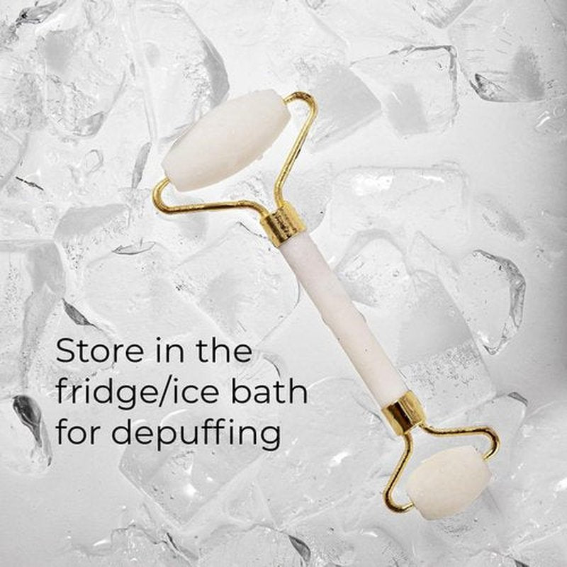 Face Roller Jade Roller for Face, Eye & Neck Skin Care, 100% Genuine Jade Stone Facial Roller Massager, Eye Roller for Puffy Eyes, Facial Rollers for Aging Skin, Facial Self Care for Women(White)