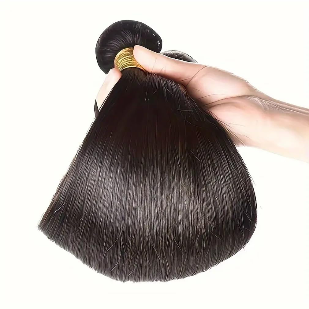 Hair Unprocessed Brazilian Virgin Human Hair Straight Hair One Bundle 24 Inch Virgin Human Hair Straight Bundle Weave Weft Extension Natural Black (100+/-5g)/pc Can be Dyed and Bleached