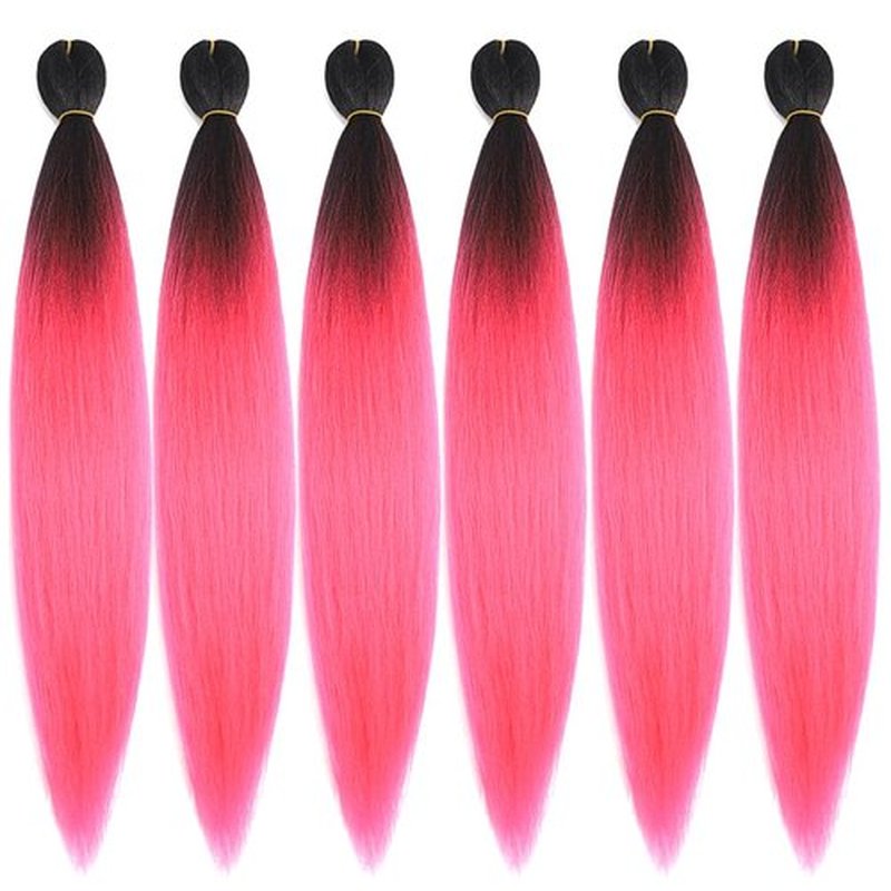 BALINGHAIR Pre-Stretched Braiding Hair Extensions High Temperature Braids Hair 28 Inch Ombre Black to Peach Red(B3-6Packs)