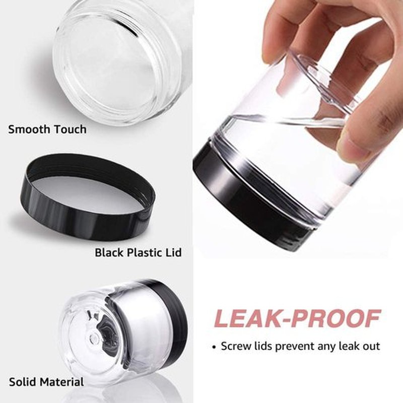 6 oz Small Plastic Containers with Lids Plastic Jars with Lids + 20g/20ml Small Containers with Lids Cosmetic Sample Jar (24 Pack) - for Lip Scrub, Body Butters, Cream, Slime, Craft Storage