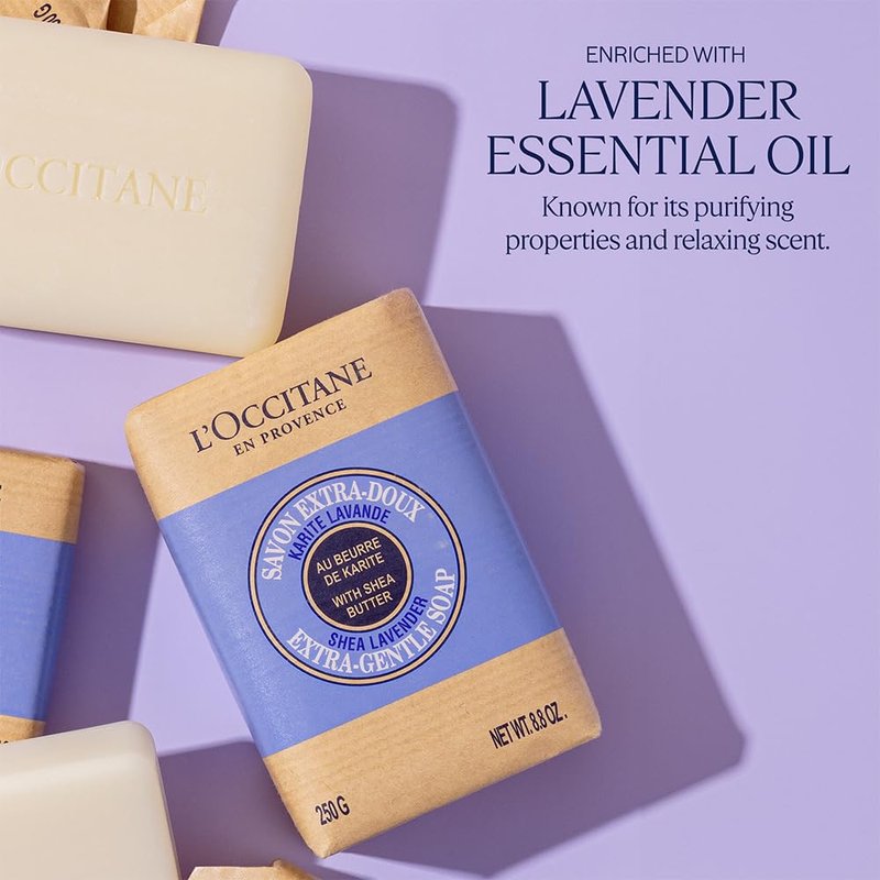L'OCCITANE Shea Butter Solid Hand & Body Soap - Citrusy Verbena, Relaxing Lavender, Vegan, Artisanal