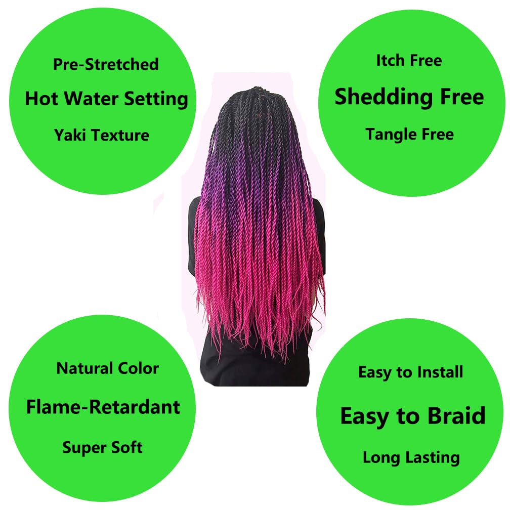 BALINGHAIR Pre-Stretched Braiding Hair Extensions High Temperature Braids Hair 28 Inch Ombre Black to Light Grey(B36-6Packs)