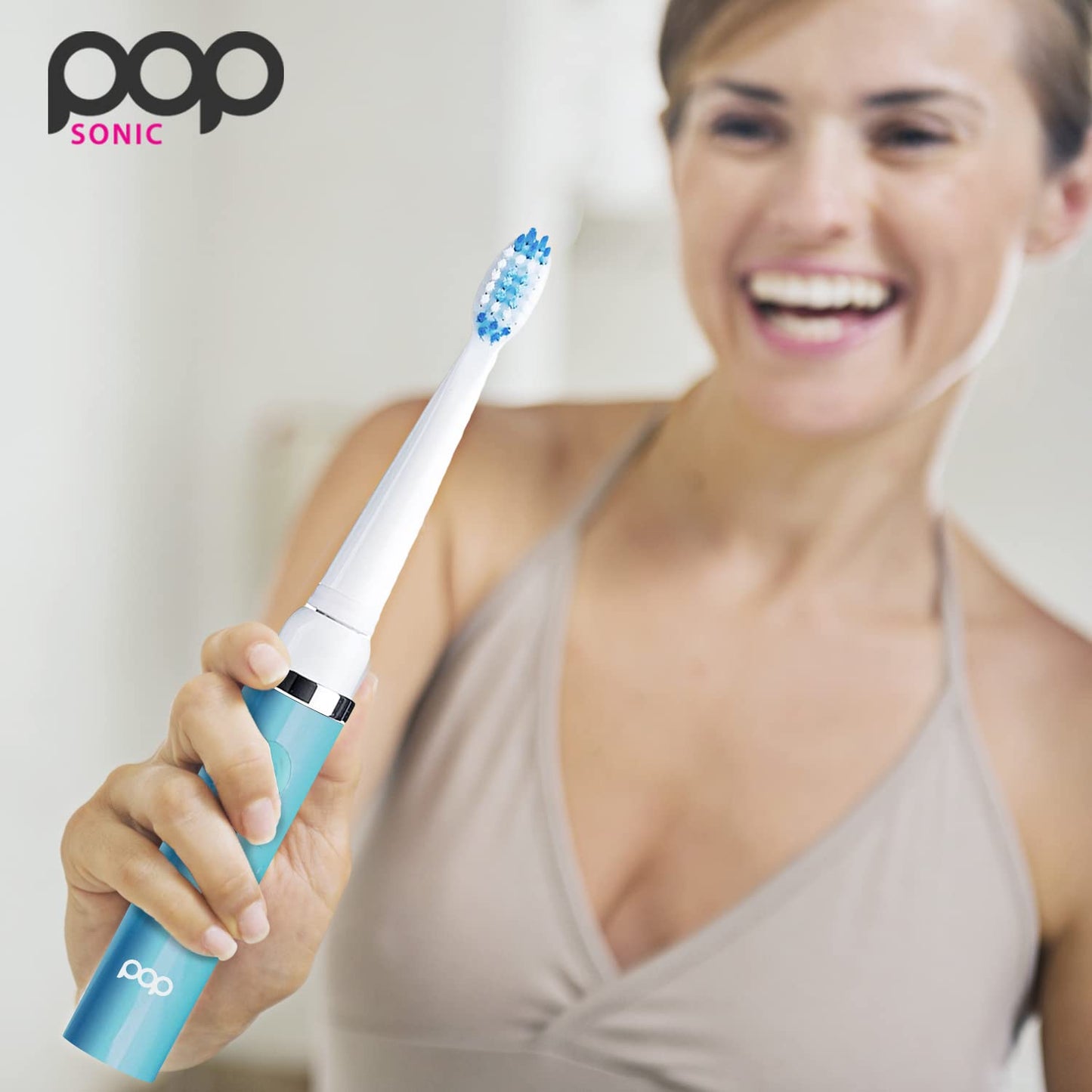 Pop Sonic Electric Toothbrush (Blue Pastel) - Travel Toothbrushes w/AAA Battery | Kids Electric Toothbrushes with 2 Speed & 15,000-30,000 Strokes/Minute, Dupont Nylon Bristles