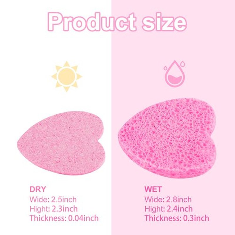 150-Count Heart Shape Compressed Facial Sponges, 100% Natural Cosmetic Spa Sponges for Facial Cleansing for Daily Facial Cleansing, Exfoliating Mask, Makeup Remover. Ideal for Home and Travel.