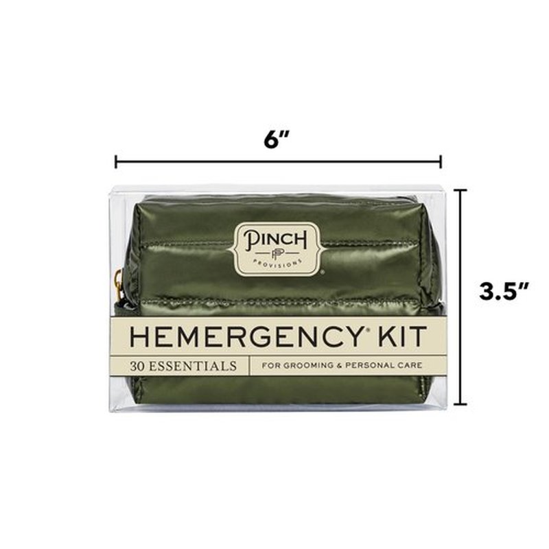 Pinch Provisions Hemergency Kit for Men, Includes 30 Style & Grooming Essentials, Gift & Accessory for Grooms, Best Man, Personal Care, Travel or Cars (Puffer Green)