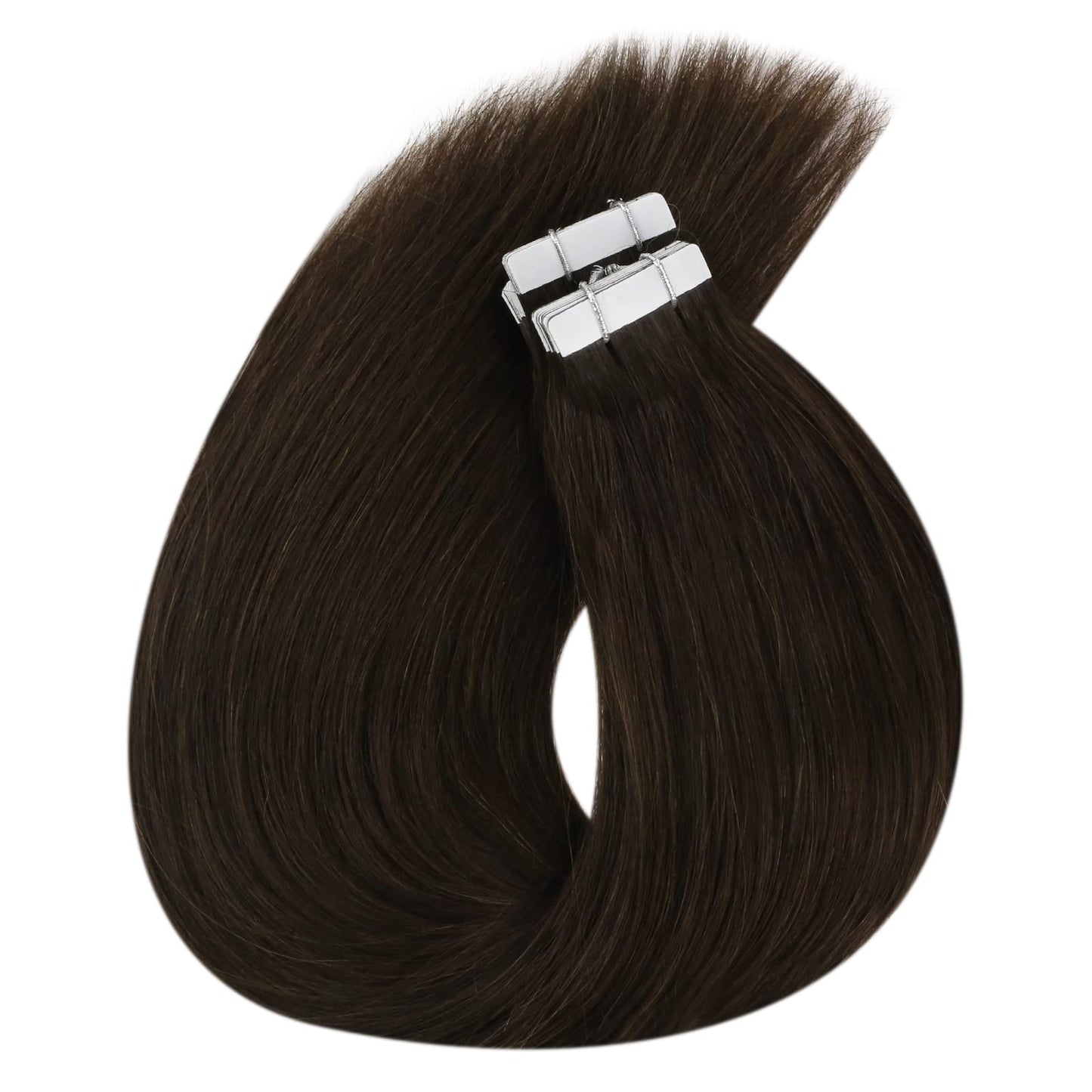 Sunny Hair Dark Brown Hair Extensions Tape Invisible Tape in Extensions Real Human Hair Straight Tape in Hair Extensions Human Hair Remy Tape in Brown Hair Extensions for Short 25G 12inch