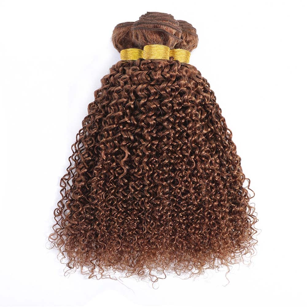 Brown Bundles Human Hair Color 30 Bundles Brown Human Hair Kinky Curly Bundles Real Unprocessed Human Hair 3 Bundles For Women Brown Kinky Curly Bundles Wet And Wavy Weave Bundles 10 10 10 inch