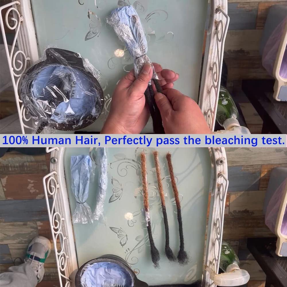 Loc Extension Human Hair 0.4cm Thickness 8 Inch 20 locs Natural Black Full Handmade Permanent Locs Can Be Dyed and Bleached for Women Men Kids Dreadlock Extensions Real Human Hair