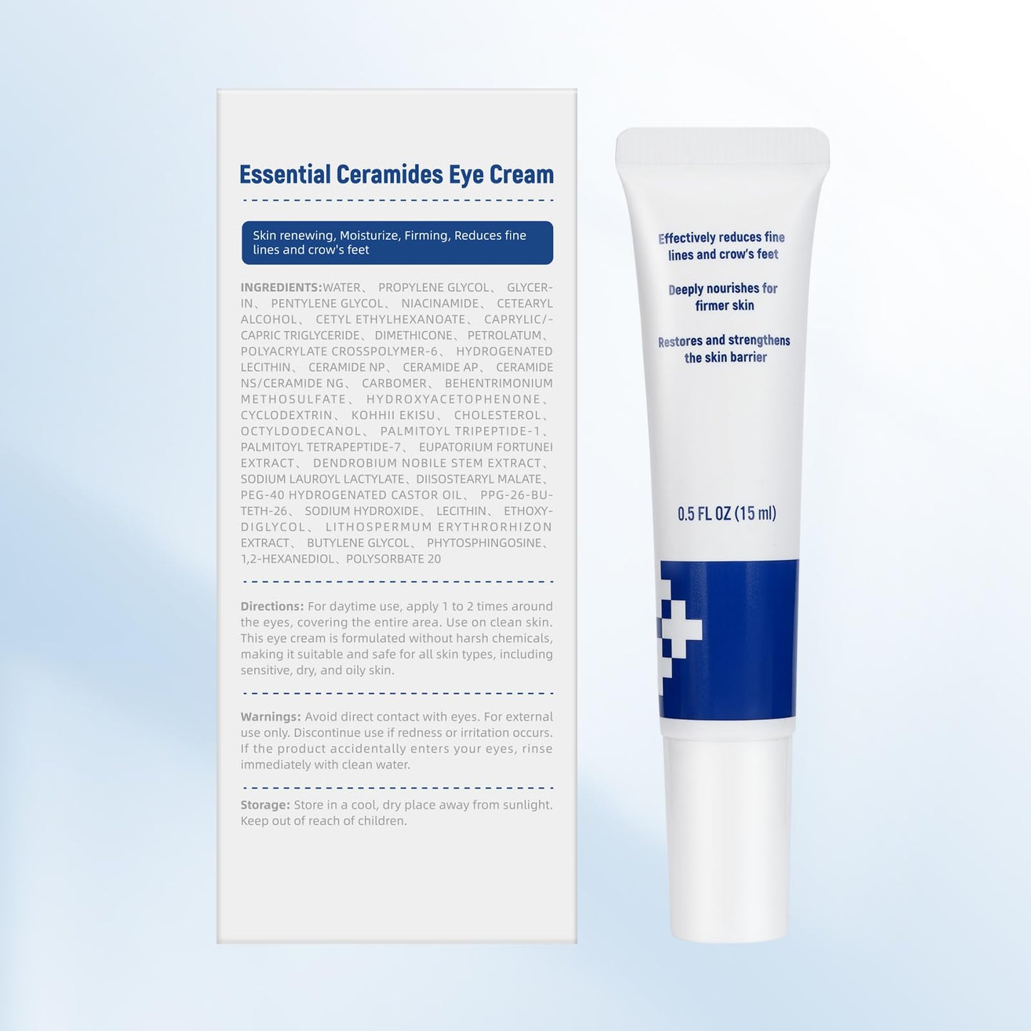 ceedoo Anti-Aging Eye Cream for Wrinkles, Fine Lines and Crows Feet - Peptides, Caffeine, Niacinamide and Ceramides - Firms Skin, Strengthens Barrier - 0.5 fl oz, Men and Women
