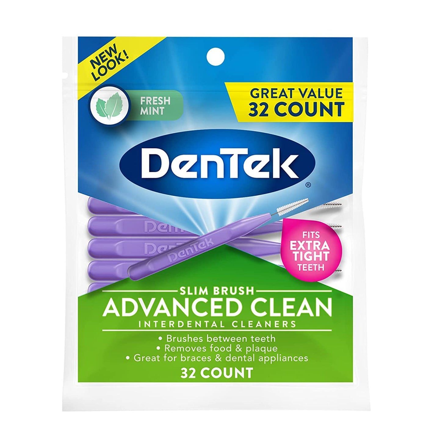 DenTek Easy Brush Interdental Cleaners, Mint, 16 Count | 10 Pack