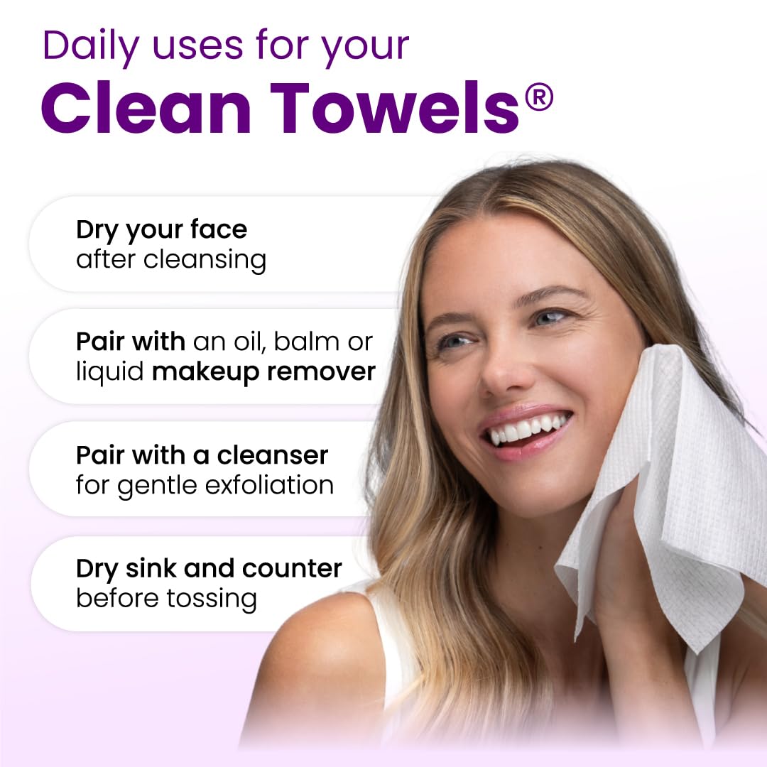 Clean Skin Club Healthy Aging Clean Towels® XL, Travel Pack, Smooths Fine Lines Wrinkles & Texture, Disposable Face Towels, Anti-Aging Dry Wipes, TSA-Approved Travel Essential (10 Count)