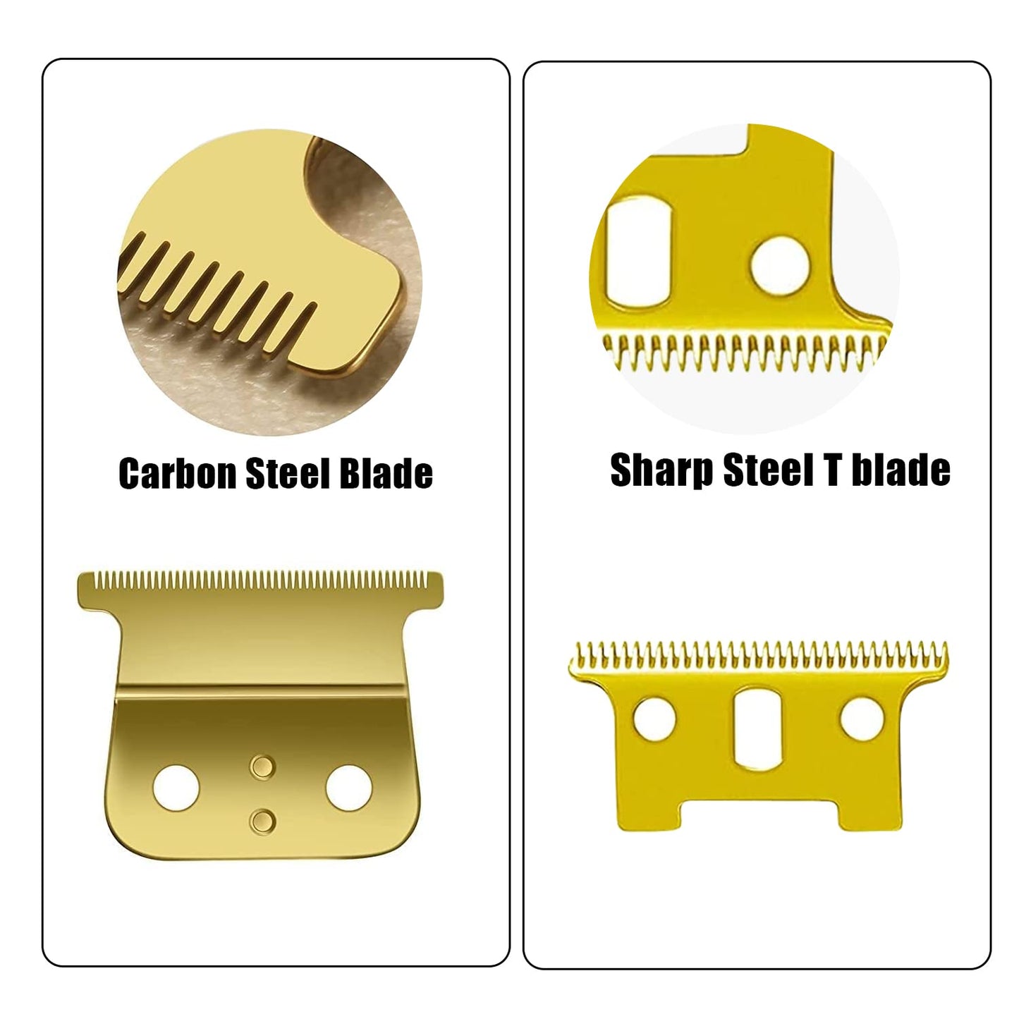 T Outliners Blades Compatible with Andis T Outliners, Andis Gtx, T Outliners Replacement Blade Andis Gtx Replacement Blade (Gold Steel T Blade + Gold Steel Blade) (2Pack/Gold)