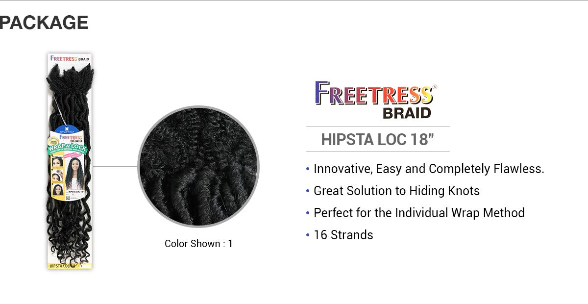 Freetress Braid Synthetic Wrap n Lock HIPSTA LOC 18 (1B Off Black)