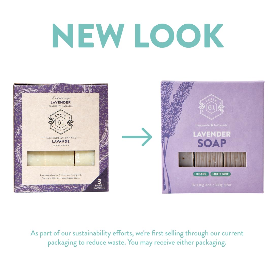 Crate 61, Natural Bar Soap, Vegan, Lavender, Handmade Soap With Premium Essential Oils, Cold Pressed Face And Body Bar For Men And Women (4 oz, 3 Bars) Lavender 3 Pack