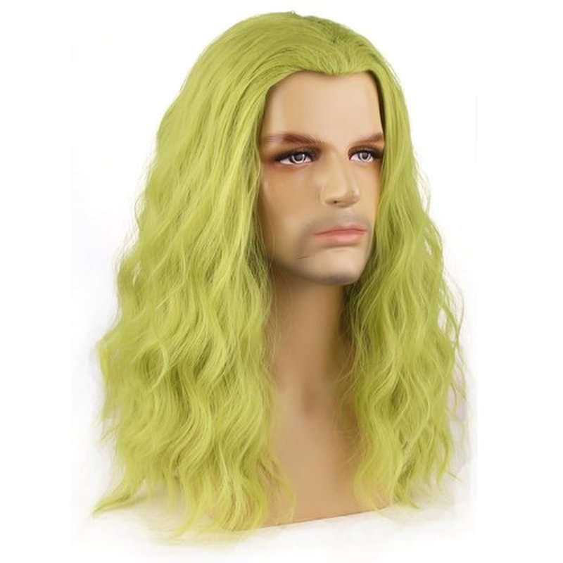 MAGQOO Matcha Green Wigs for Men Long Curly Wavy Green Wig Synthetic Heat Resistant Cosplay Costume Halloween Party