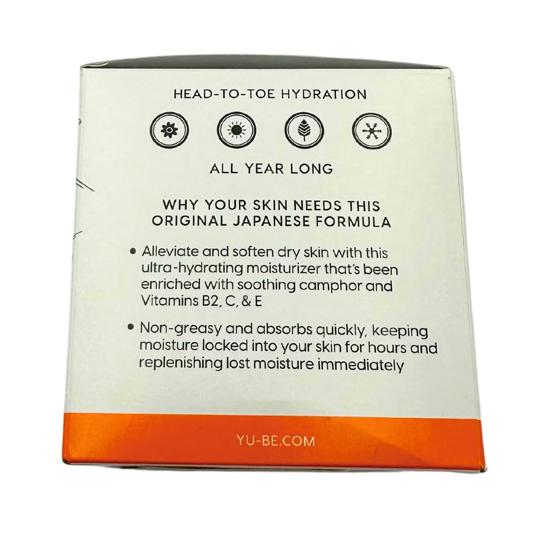 Yu-Be Moisturizing Skin Cream 4.4 Fl. Oz. Jar (2 Pack) I Deeply Hydrating Non-Greasy Moisturizer for Severely Dry Skin I Soothing Camphor Calms, Cools, & Relieves Skin I Vitamins Repair & Nourish