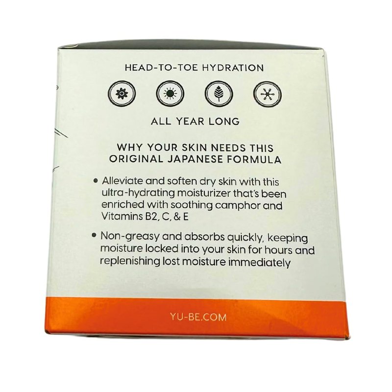 Yu-Be Moisturizing Skin Cream 4.4 Fl. Oz. Jar (2 Pack) I Deeply Hydrating Non-Greasy Moisturizer for Severely Dry Skin I Soothing Camphor Calms, Cools, & Relieves Skin I Vitamins Repair & Nourish