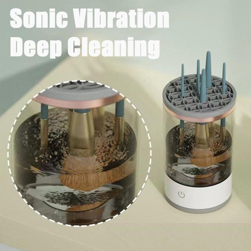 Rinse Hero Brush Cleaner, 2025 New Rechargeable Cosmetic Brush Cleaner, Beauty Swirl Cosmetic Brush Cleaner for All Size Makeup Brush (Clear,Plug-in)