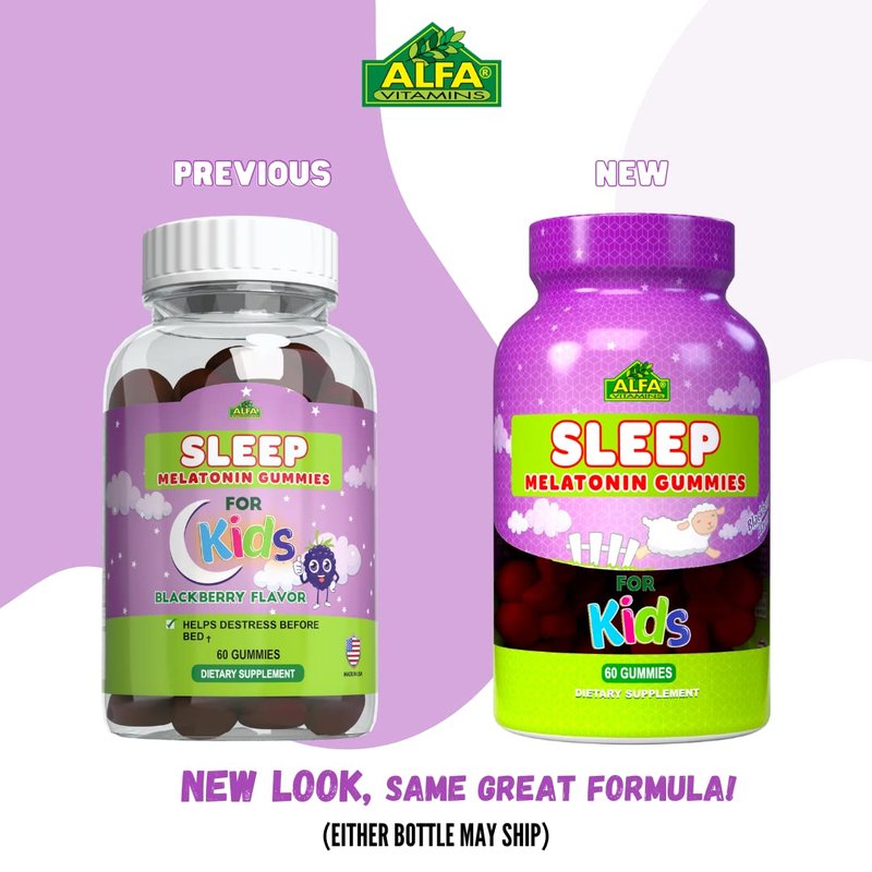 ALFA VITAMINS Melatonin Kids Gummies with 2.5mg for Faster & Better Sleep - 100% Drug-Free - 60 Gummies