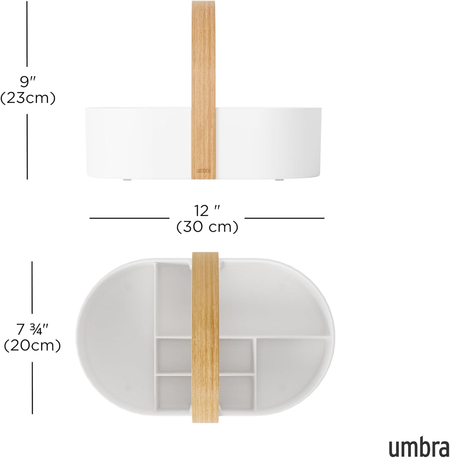 Umbra Bellwood Cosmetic Organizer, (50.2x19.5x19.3cm), White/Natural