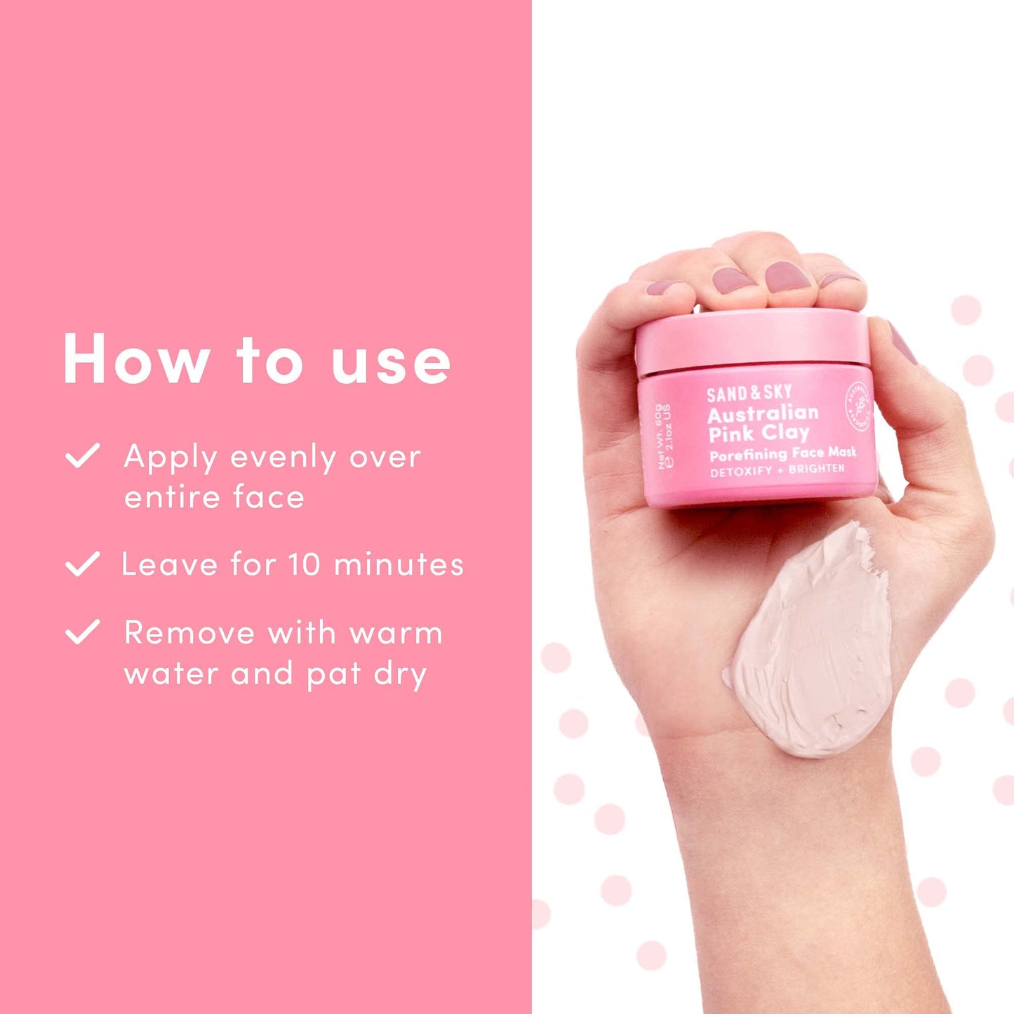 Sand & Sky Clay Mask for Face Pore Minimizer - Australian Pink Clay Detoxifying Face Mask for Pores, Kaolin Clay Mask, Brightening Vitamin C Formula, Brush Included
