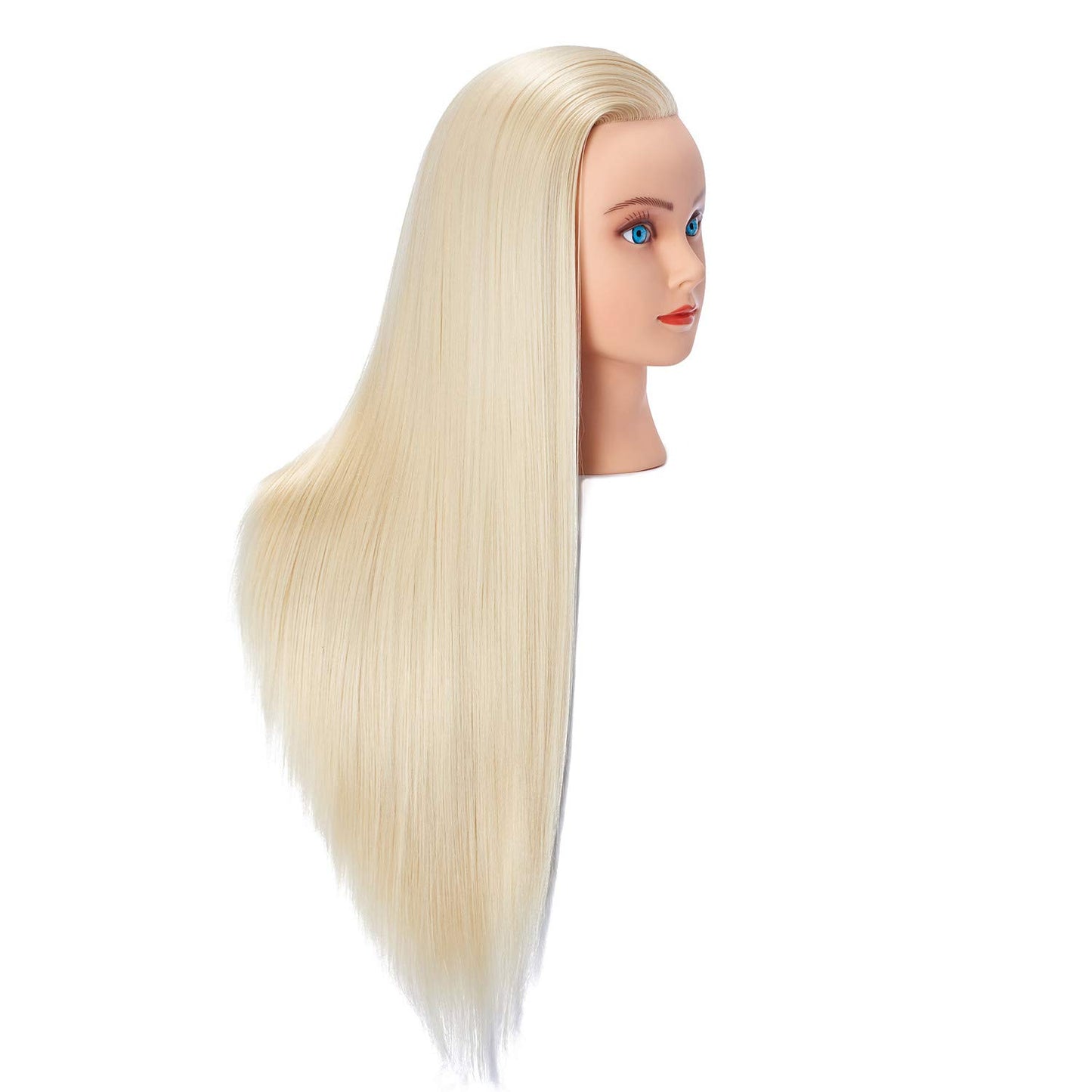 Hairlink 26-28'' Mannequin Head Synthetic Fiber Hair Styling Training Head Dolls for Cosmetology Manikin Maniquins Practice Head with Stand (6611W61320)