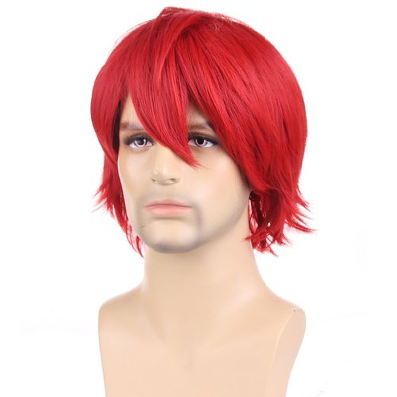 RightOn 12 Inches Red Wig Short Red Costume Wig Red Wigs for Man and Woman Cosplay Party