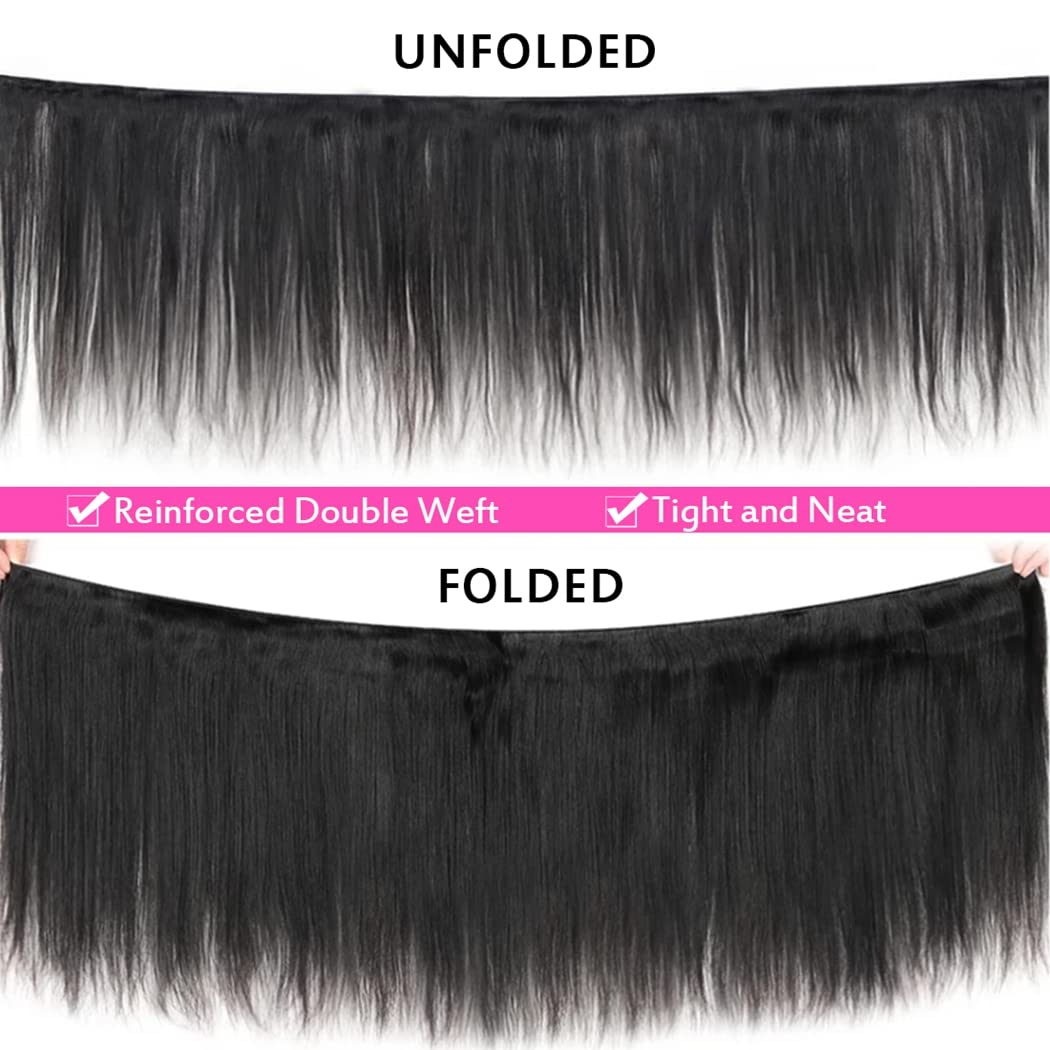 sexycat Straight Human Hair Bundles 100% Unprocessed 9A Brazilian Straight Virgin Hair 1 Bundle Remy Hair Extensions Straight Weave 100g/Bundle Natural Black 26 Inch