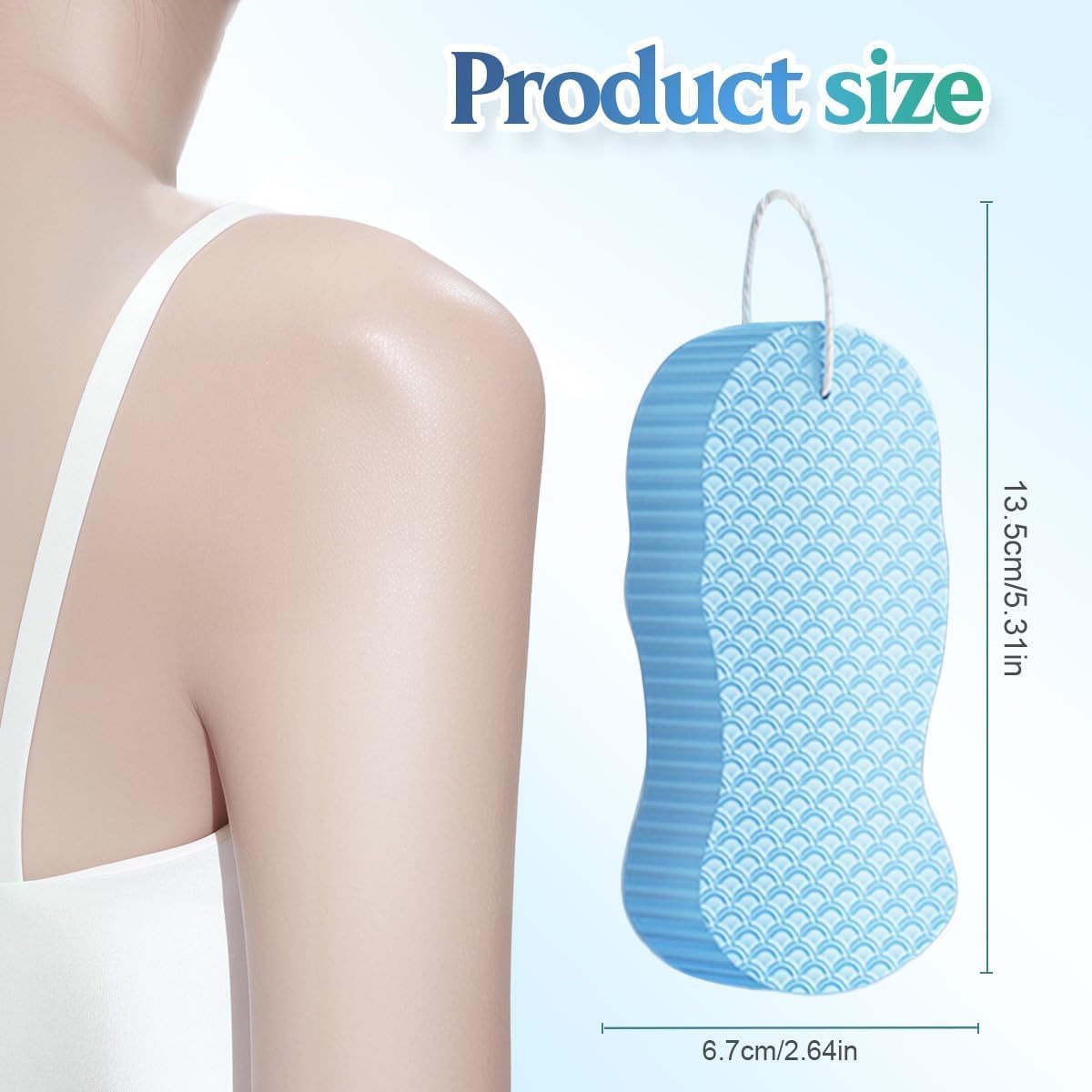 Exfoliating Bath Sponge, 2026 New Super Soft Exfoliating Bath Sponge Set, Exfoliate Body Scrubber Skin Friendly & Reusable for Adults Women and Men (Pink+Blue)