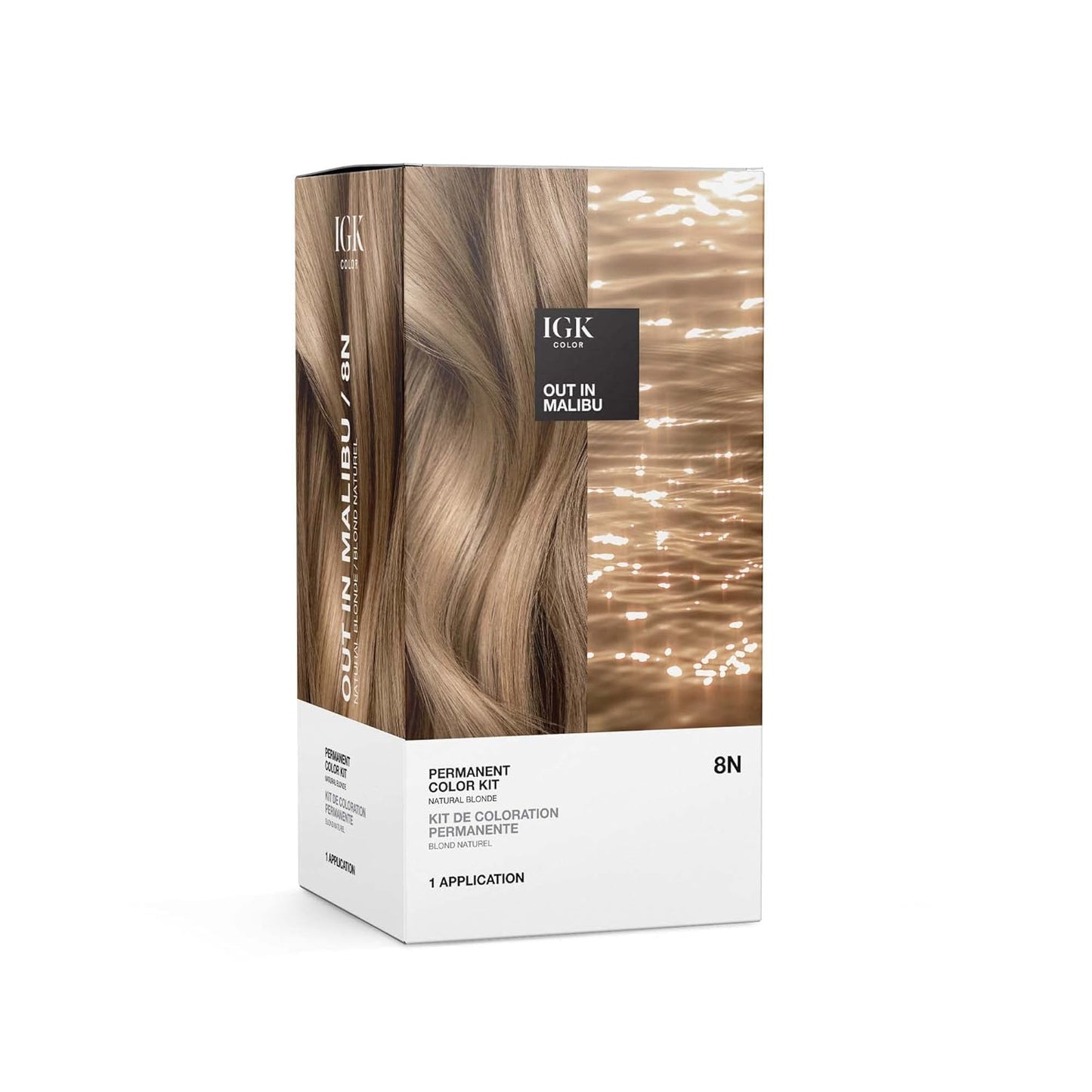 IGK Permanent Hair Dye Color Kit | 7 N Latte - Dark Natural Brown | 100% Gray Color Coverage + Strengthen + Shine | Ammonia Free