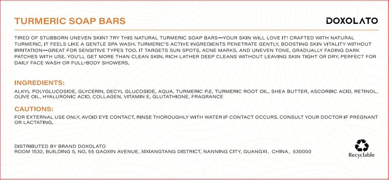DOXOLATO Turmeric Soap Bars for Face Body - Gentle Cleanser Turmeric Soap Bar for Improve Skin Texture Moisturizing, 3 Bars